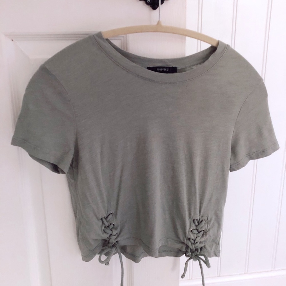Light green tie crop top